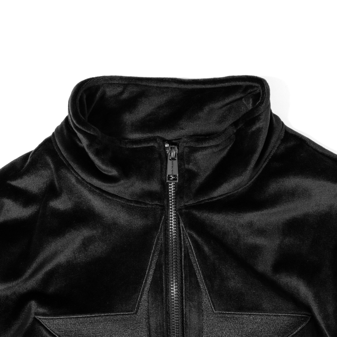 Black Velour Zip Up Jacket - Image 2