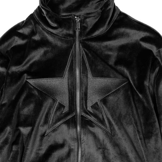 Black Velour Zip Up Jacket - Image 3