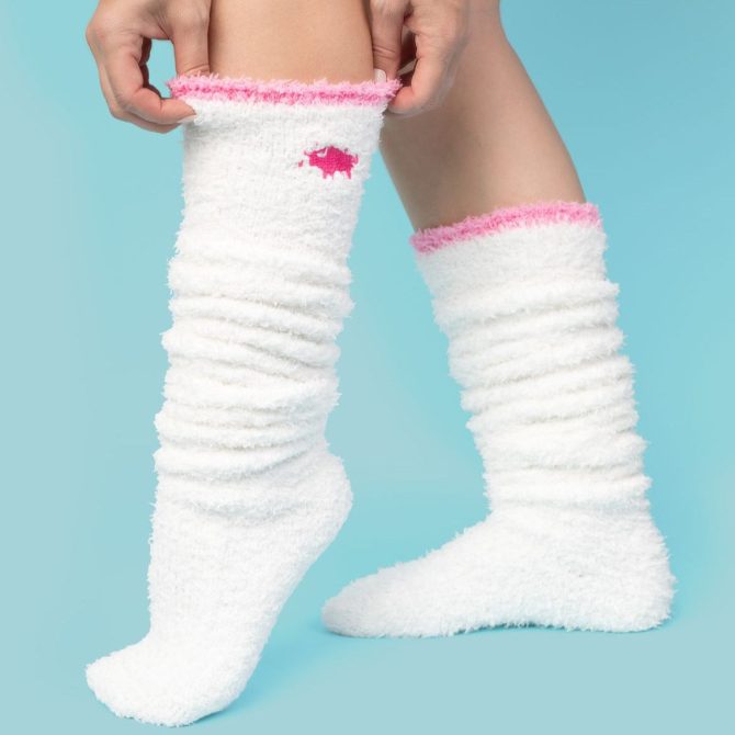 Pink Snow Drift Knee High Socks - Image 2